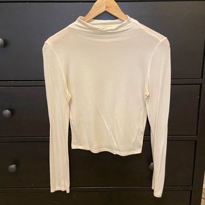 Wasabi+Mint Sheer Cropped White Turtleneck (S)